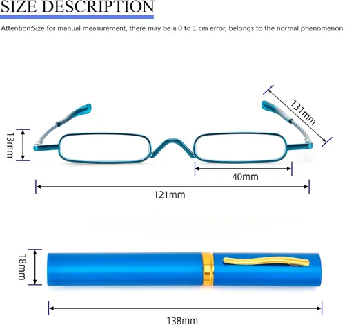 Miniatura 5 de DXYXYO Mini Gafas de Lectura para Hombre y Mujer, Compactas, Pequeñas, de Bolsillo, de Metal, con Estuche Portátil Rosa y azul