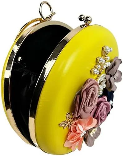 Miniatura 9 de Bolso de mano para mujer 3D rosa nude floral bolso de mano Hecho a mano con perla Boda nupcial diurna fiesta de noche