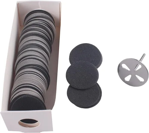 Miniatura 6 de Brocas de metal para disco de papel de lija de 0.984 in, broca de disco de lija de pedicura Mango 3/32, herramienta eléctrica de lima de pie