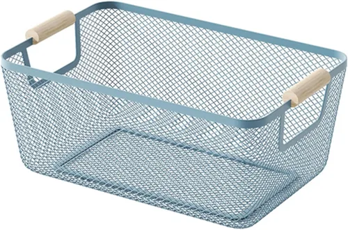 Miniatura 14 de AJIODA Cesta de acero de malla metálica, cesta organizadora de almacenamiento de alambre pequeña, cesta de cocina colgante multifunción con mango