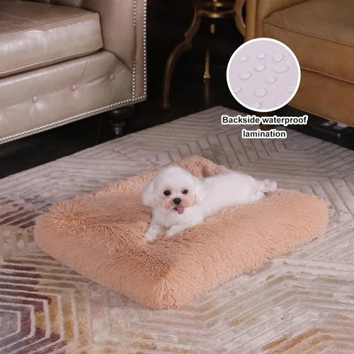 Miniatura 2 de Bedfolks Cama Impermeable para Jaula de Perro, Cama de Felpa para Perros con Funda Lavable Extraíble, Almohadón de Jaula de Perro de Piel Sintética