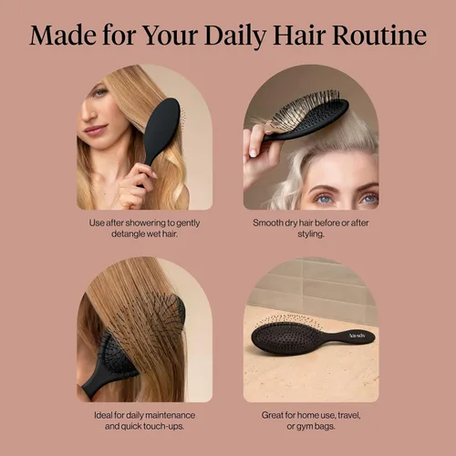 Miniatura 6 de Kitsch Cepillo desenredante para cabello húmedo y seco, cepillo flexible para mujeres, hombres y niños, cepillo desenredante para cabello rizado