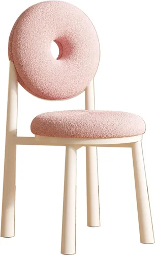 Miniatura 40 de Donut Dining Chairs,Makeup Chair,Kitchen Room Chairs Nordic Back, Dining Room with Metal Legs,Living Room Chair for Home Bedroom Cream Wind Brownish