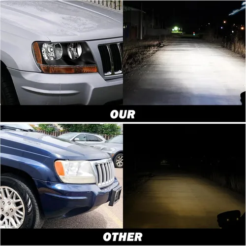 Miniatura 6 de SOCKIR Conjunto de faros delanteros compatible con Jeep Grand Cherokee 1999-2004 halógeno (carcasa negra, parte inferior ámbar, con bombillas)