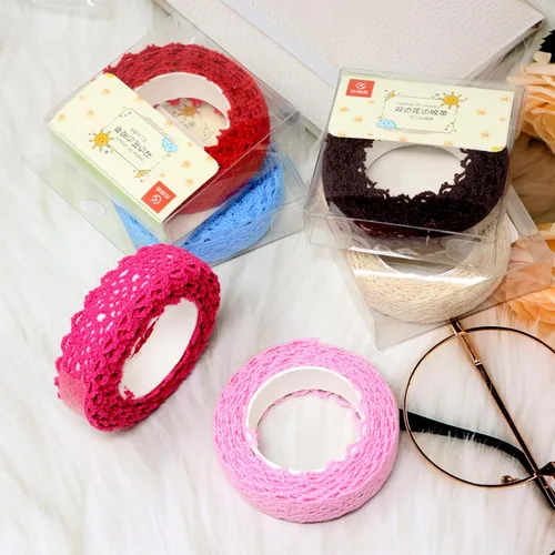 Miniatura 6 de Honbay 6 rollos de cintas de encaje, cintas decorativas con patrón de encaje, cintas adhesivas Washi, cinta adhesiva para cajones de álbumes