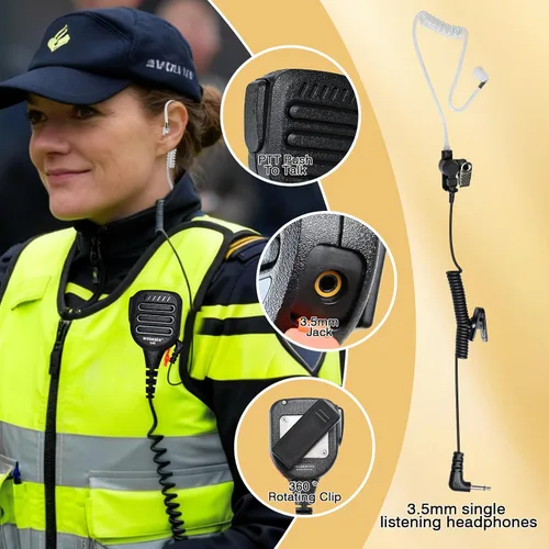 Miniatura 5 de WODASEN Micrófono de altavoz de radio impermeable Walkie Talkie Micrófono de mano para Retevis Ailunce HD1 RT29 RT47 RT47V RT48 RT82 RT83 RT87 NR30