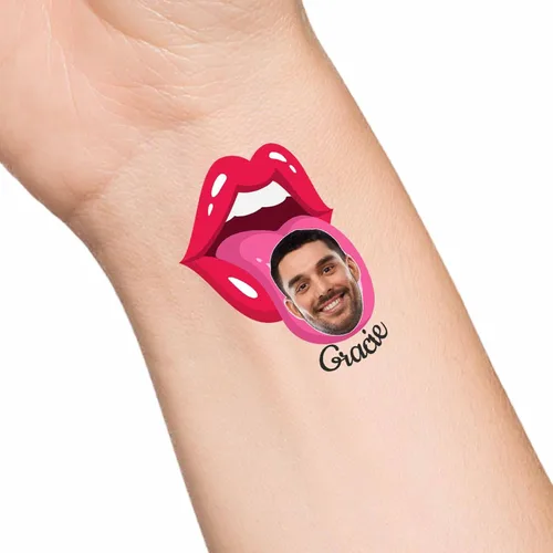 Miniatura 23 de Tatuajes temporales personalizados con texto de nombre, tatuaje temporal personalizado con logotipo fotográfico para adultos, parejas, mujeres