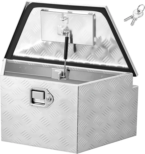 Miniatura 13 de VEVOR Caja de Lengüeta para Remolque, Caja de Herramientas de Placa Diamantada de Aleación de Aluminio, Caja de Herramientas Resistente Tuckbed