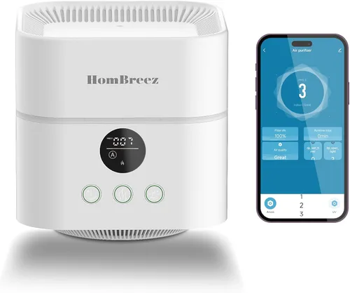 Purificador de Aire y Humidificador Combo para Dormitorio, Cubre hasta 200 pies², Filtro H13 HEPA Verdadero, Tanque de Agua de 500ML, Difusor de