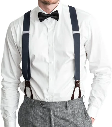 Miniatura 38 de AWAYTR Tirantes de botón marrón para hombre, tirantes elásticos ajustables en forma de Y