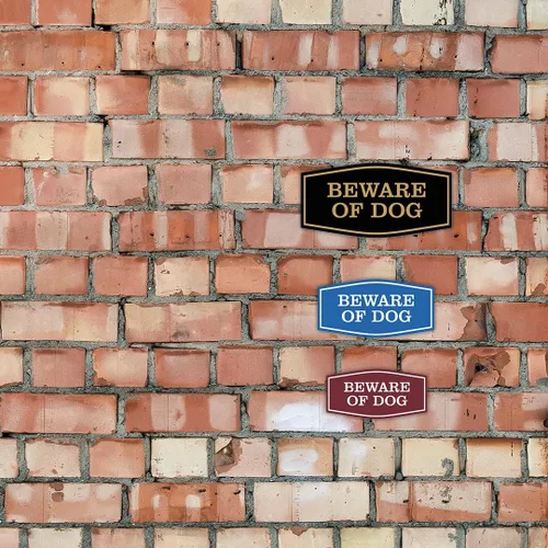 Miniatura 3 de All Quality Fancy Beware of Dog - Letrero de pared o puerta Material duradero Señales de seguridad para el hogar Fácil de instalar Negro/Oro