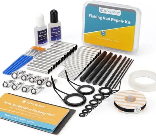 Miniatura 10 de Kit de reparación de caña de pescar completo, enfoque fácil y rápido para reparar caña de pescar rota con pegamento epoxi 33 EU