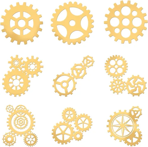 Miniatura 10 de OLYCRAFT Calcomanías temáticas de ala de ángel, 9 calcomanías de metal de latón dorado de 1.6 x 1.6 pulgadas para álbumes de recortes, manualidades