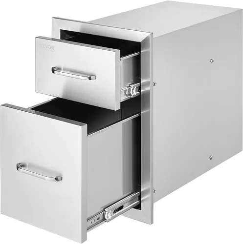 VEVOR Cajones de cocina para exteriores de 13 pulgadas de ancho x 20.5 pulgadas de alto x 21 pulgadas de profundidad, cajones de acceso dobles para