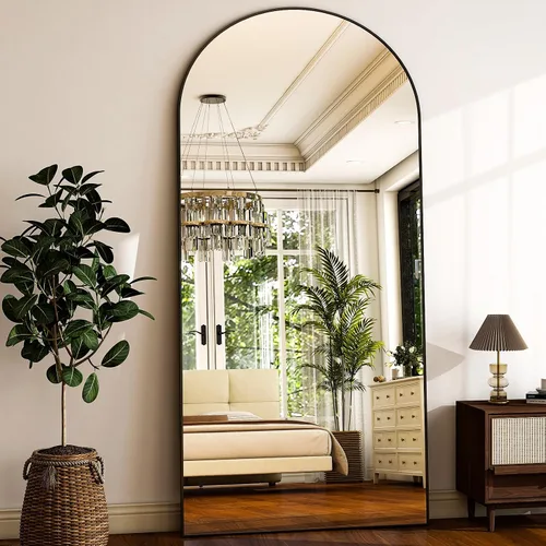 Miniatura 11 de HARRITPURE Espejo Arqueado de Cuerpo Entero - 64"x21" Espejo Grande de Pie con Marco de Aluminio, Espejos de Tocador con Soporte para Dorado-re