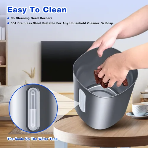 Miniatura 6 de Humidificador ultrasónico de niebla fría de 4 litros con tanque de acero inoxidable 304, control automático de humedad, luz nocturna y temporizador