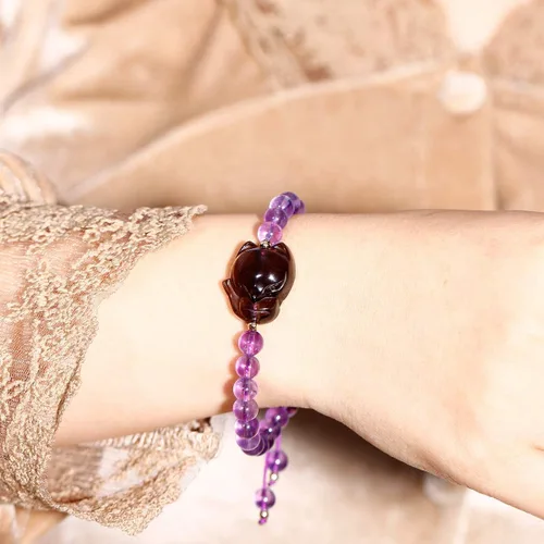 Miniatura 6 de Jeeless Amatista Pulsera Hielo Obsidiana Fox Energía Cristales de Sanación Ansiedad Mujeres Yoga Difusor Joyas de Piedras Preciosas
