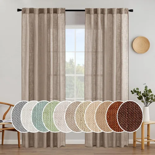 Miniatura 126 de MIULEE Cortinas de lino blanco de 108 pulgadas de largo para dormitorio, sala de estar, cortinas de ventana con textura de lino suave y grueso, Lino