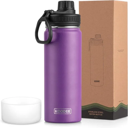 Miniatura 22 de koodee Insulated Water Bottle, 32 oz Stainless Steel Double Wall Vacuum Wide Mouth Sport Bottle with Leakproof Spout Lid (Navy)