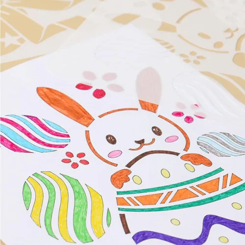 Miniatura 5 de Plantilla de plantillas de pintura de Pascua, 10 unidades, diseño de conejito de Pascua, huevo de gato, plantilla de pintura de plástico, plantillas