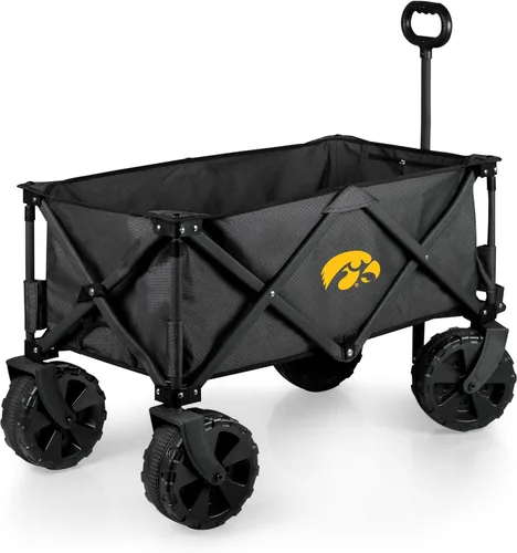 PICNIC TIME NCAA Adventure Wagon Elite - Carro de playa plegable todo terreno con ruedas grandes, tapa superior de mesa y forro suave para enfriar,