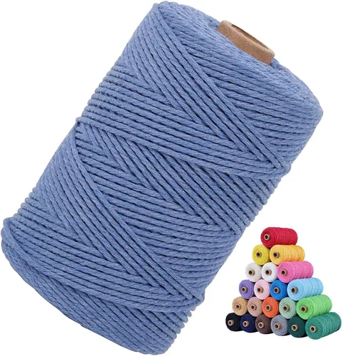 Miniatura 31 de Cuerda de algodón para macramé, de 0.11 pulgadas x 109 yardas, cuerda de macramé natural marrón, suministros perfectos de algodón para hacer