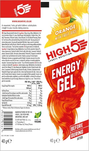 Miniatura 6 de High 5 Gel Energético - 20 x 1.34 oz Sachet - Naranja Jugosa