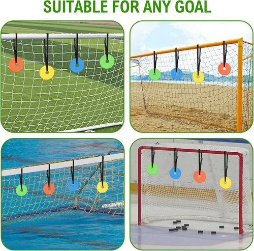 Miniatura 7 de Paquete de 4 objetivos grandes de portería de fútbol, esquinas de tiro con precisión de disparo, objetivos de entrenamiento con correas ajustables