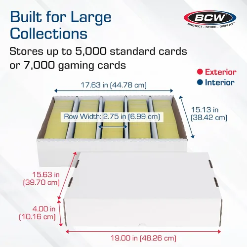 Miniatura 3 de BCW Cajas de almacenamiento para tarjetas coleccionables de 5000 unidades (tapa completa), paquete de 10 unidades, organizador de almacenamiento