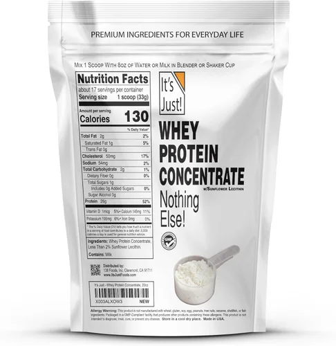 Miniatura 2 de It's Just! - Concentrado 100% de proteína de suero de leche, apto para GLP-1, fabricado en Estados Unidos, sin hormonas RBST/rBGH, WPC-80 premium