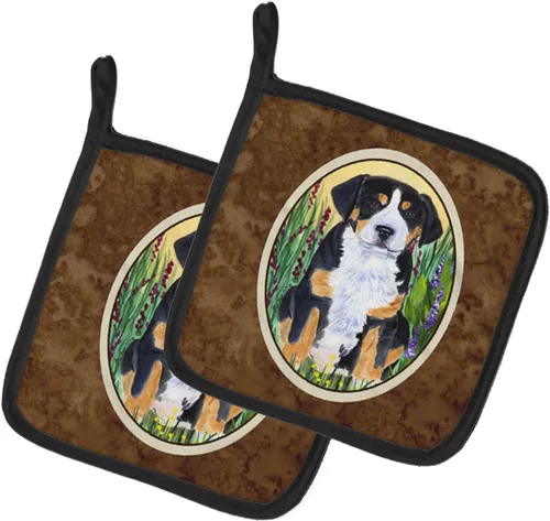 Miniatura 201 de Caroline's Treasures SS8617PTHD - Juego de soportes para ollas de cocina resistentes al calor, almohadillas calientes para horno para cocinar, Husky