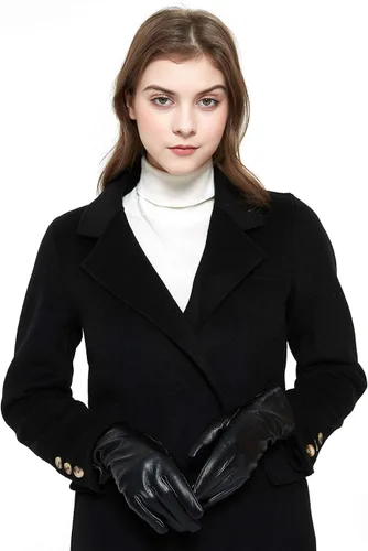 Miniatura 7 de ZLUXURQ Guantes de piel de cordero suave para mujer, con forro de cachemira
