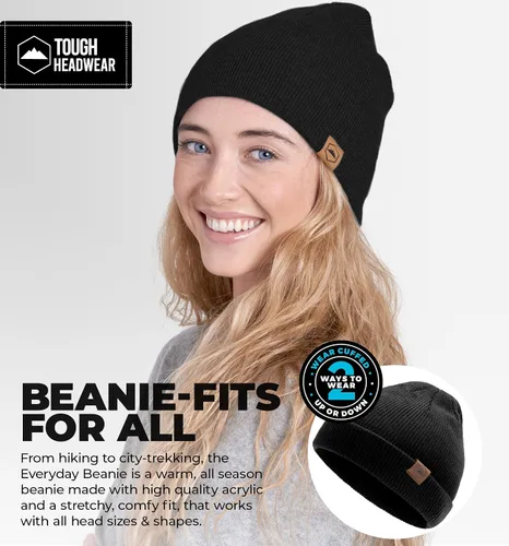 Miniatura 2 de Tough Headwear Daily Knit Beanie – Gorros para hombre – Sombreros de invierno para hombres y mujeres – Sombreros de punto cálidos para clima frío