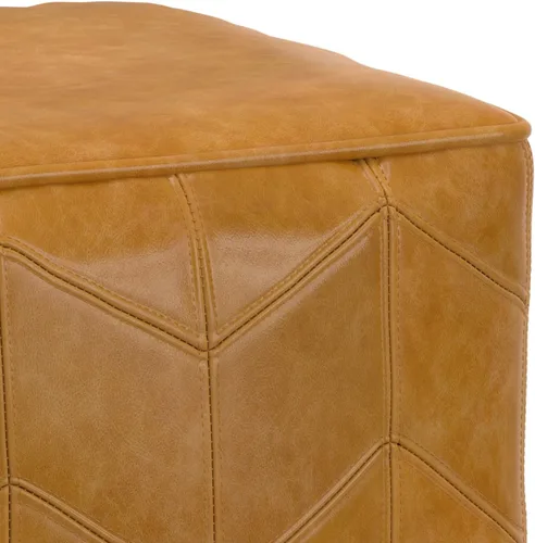 Miniatura 10 de SIMPLIHOME Morden Puf cuadrado – Otomano tapizado de cuero genuino de 18 pulgadas de ancho en marrón, reposapiés contemporáneo o asiento adicional