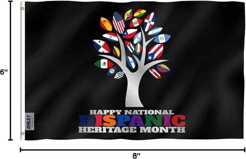 Miniatura 7 de Anley Fly Breeze - Bandera nacional del Mes de la Herencia Hispana de 3 x 5 pies, cabecera de lona y doble costura, banderas españolas de poliéster