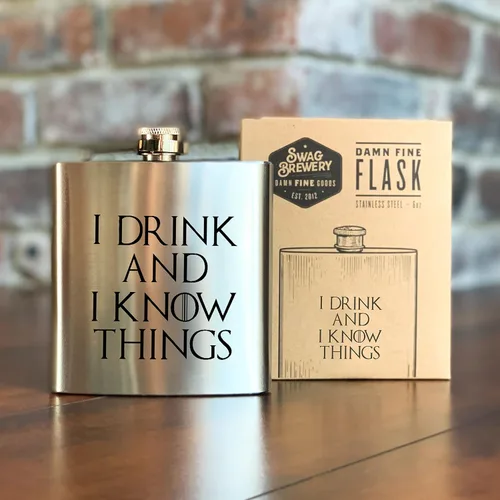 Miniatura 4 de I DRINK AND I KNOW THINGS - Frasco de cadera maldito fino, acero inoxidable de 6 onzas, regalo divertido para profesores, esposa, marido, hermana