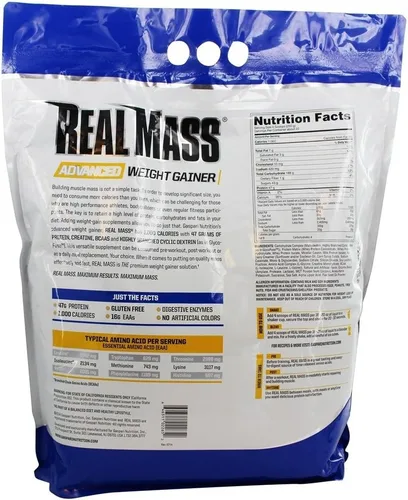 Miniatura 4 de Gaspari Nutrition Masa real: ganador de peso avanzado, mezcla de proteínas y carbohidratos complejos, 1.76 oz de proteína, 0.56 oz de EAA, sin