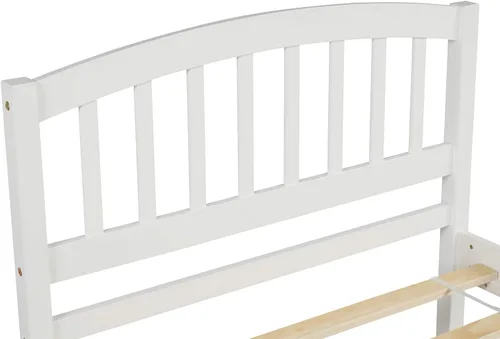 Miniatura 6 de P PURLOVE Cama de plataforma de madera maciza tamaño individual con marco de cama nido de madera con cabecero para niños, adolescentes Blanco
