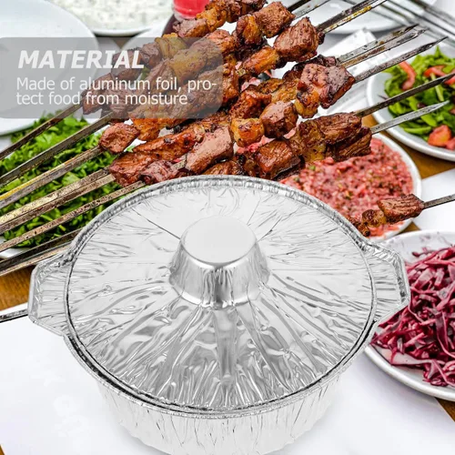 Miniatura 2 de COHEALI Ollas desechables de papel de aluminio con tapas de 10.03 x 8.66 x 3.74 pulgadas, bandejas de almacenamiento de alimentos para barbacoa