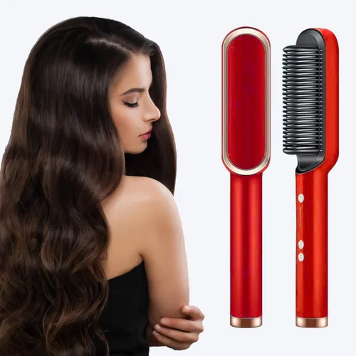 SRIHAIR - Cepillo alisador de cabello con 5 temperaturas, peine de iones negativos, peine alisador eléctrico portátil, cepillo de pelo calentado,