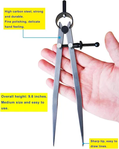 Miniatura 4 de Divisor de ala de acero ajustable con cerradura de 8 pulgadas, brújula de cuero para carpintería y artesanía de cuero, herramienta de marcado
