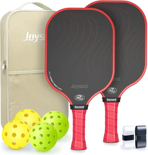 Miniatura 19 de Juego de 2 palas de pickleball aprobadas por USAPA de fibra de carbono con raquetas de pickleball para principiantes, bolas de pepinillo