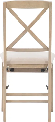 Miniatura 15 de Keira Silla plegable de madera gris lavado con asiento tapizado beige y respaldo clásico de madera X por Linon