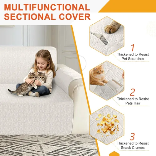 Miniatura 7 de ALIECOM Fundas para sofá seccional de esquina en forma de L Fundas para sofá reversibles lavables para sofá seccional Funda para sofá deslizable