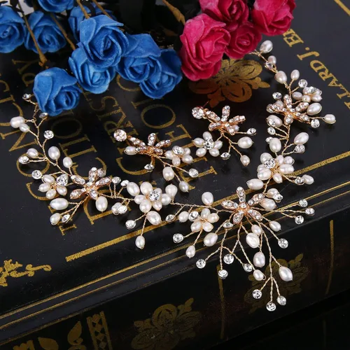 Miniatura 3 de BriLove Gargantilla de cristal bohemio para mujer, diseño de lágrima cultivada en agua dulce, hecha a mano, con diseño de flor de filigrana, juego