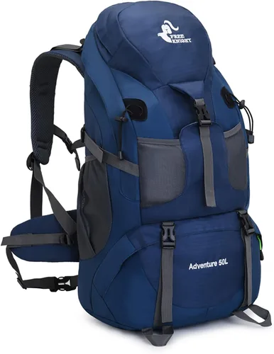 Bseash Mochila de senderismo de 50 L, resistente al agua, ligera, mochila deportiva para deportes al aire libre, bolsa de viaje para camping, Azul