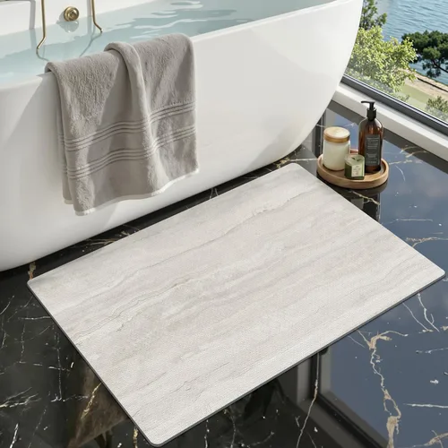 Miniatura 14 de LUMI Tapetes de baño ultra delgados, superabsorbentes, de secado rápido, antideslizantes, para debajo de la puerta, bañera, lavabo y ducha, 17 x 30