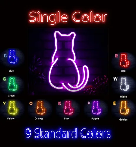 Miniatura 2 de AdvPro Gato gatito trasero mascota Flex silicona LED neón signo - azul - st16s32-fnu0023-b