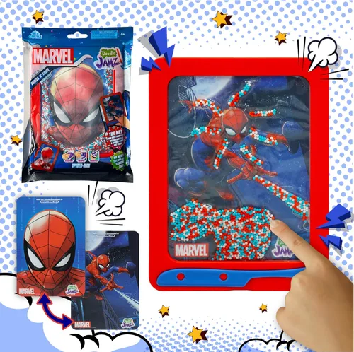 Sky Castle DoodleJamz Marvel JellyPics - Almohadillas de dibujo sensoriales rellenas con cuentas blandas no tóxicas y gel, incluye lápiz capacitivo,