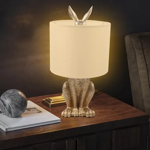 Miniatura 2 de Lámpara de conejo LED dorada moderna con bombilla E27, accesorios de iluminación de mesita de noche para oficina, sala de estar, comedor